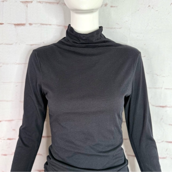 VELVET by Graham & Spencer Black Cowl Neck Pullover Ruched Bodycon Dress Medium - Picture 13 of 13